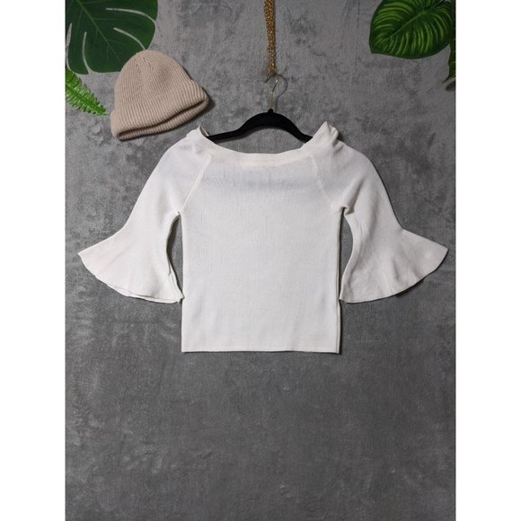 🍑AIR SPACE Women Sweater Knit Pullover Stretch Fall Winter Solid White XS(0-2) - Picture 1 of 12